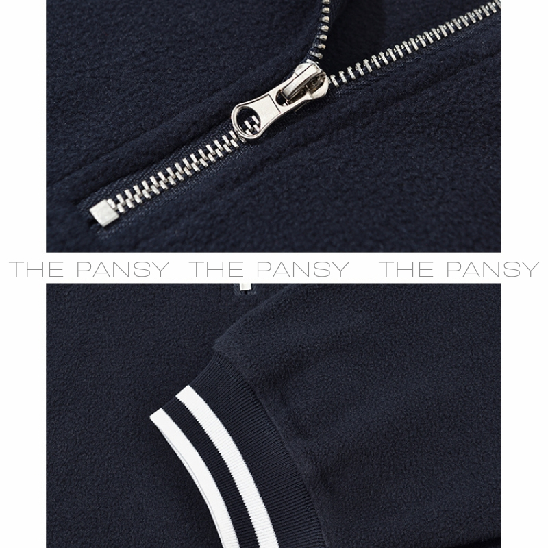 Áo Dessuu lông cừu swearter phối khóa zip logo thêu chữ DU Mã 094