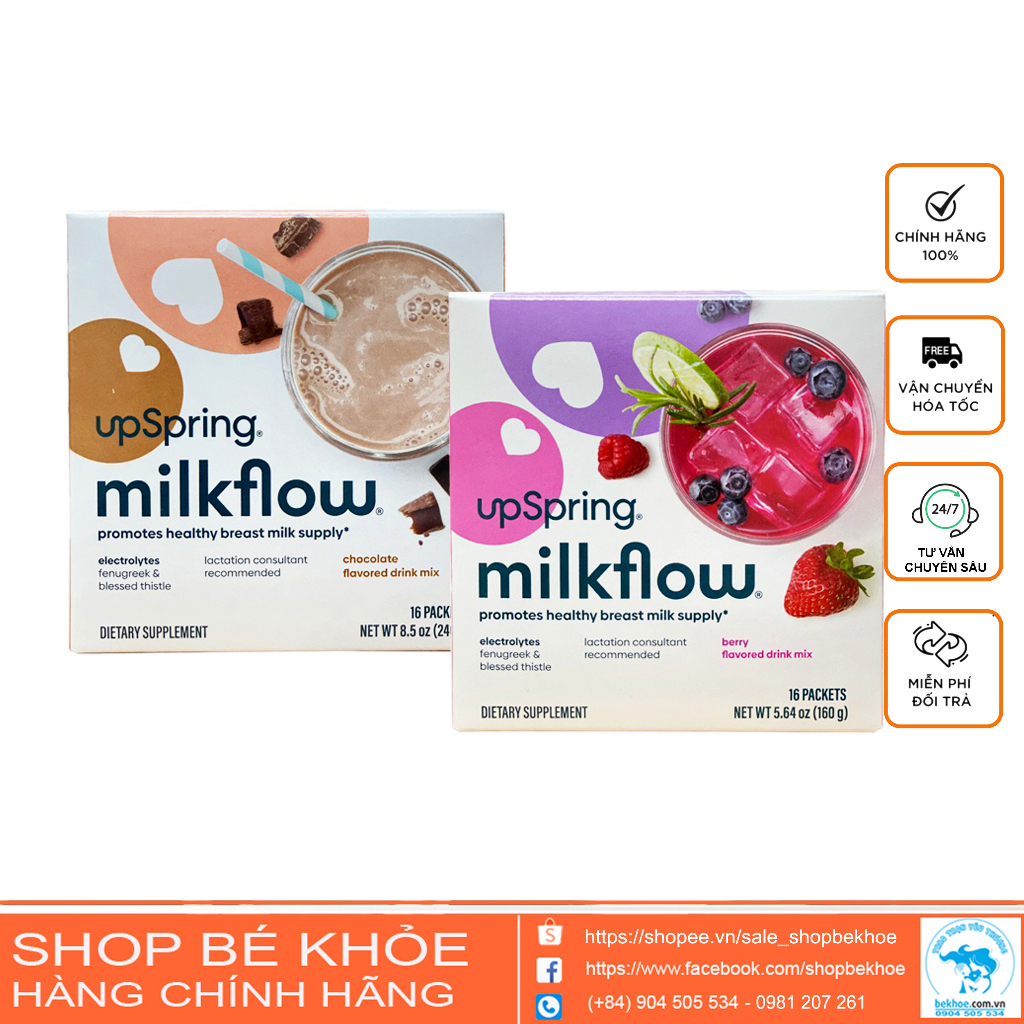 Ngũ cốc lợi sữa Upspring - Upspring Milk Flow chocolate và dâu
