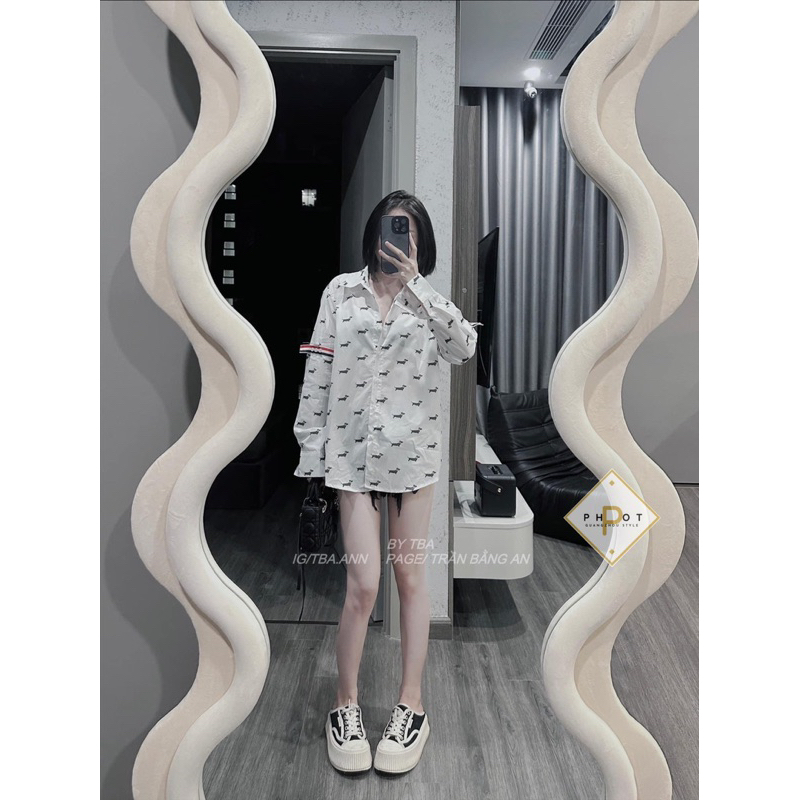 Áo Sơmi Thom Chó Kẻ Tay QC L1