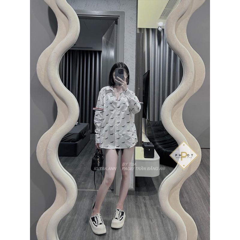 Áo Sơmi Thom Chó Kẻ Tay QC L1