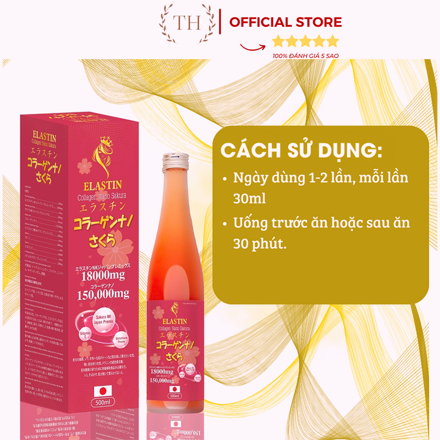 Nước Collagen Trắng Da Chống Lão Hóa Xóa Tàn Nhang Mờ Nám Giảm Nếp Nhăn Chai 500ml -  Collagen Nano Sakura