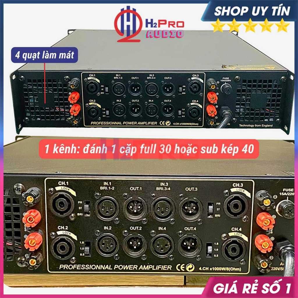 Cục Đẩy 4 Kênh Crown CSLx4 1200 Plus Hàng Bãi 4x1200W 56 Sò - 16 Tụ - Nguồn Xuyến, 1 Kênh Kéo Khỏe 2 Full 30-H2Pro Audio