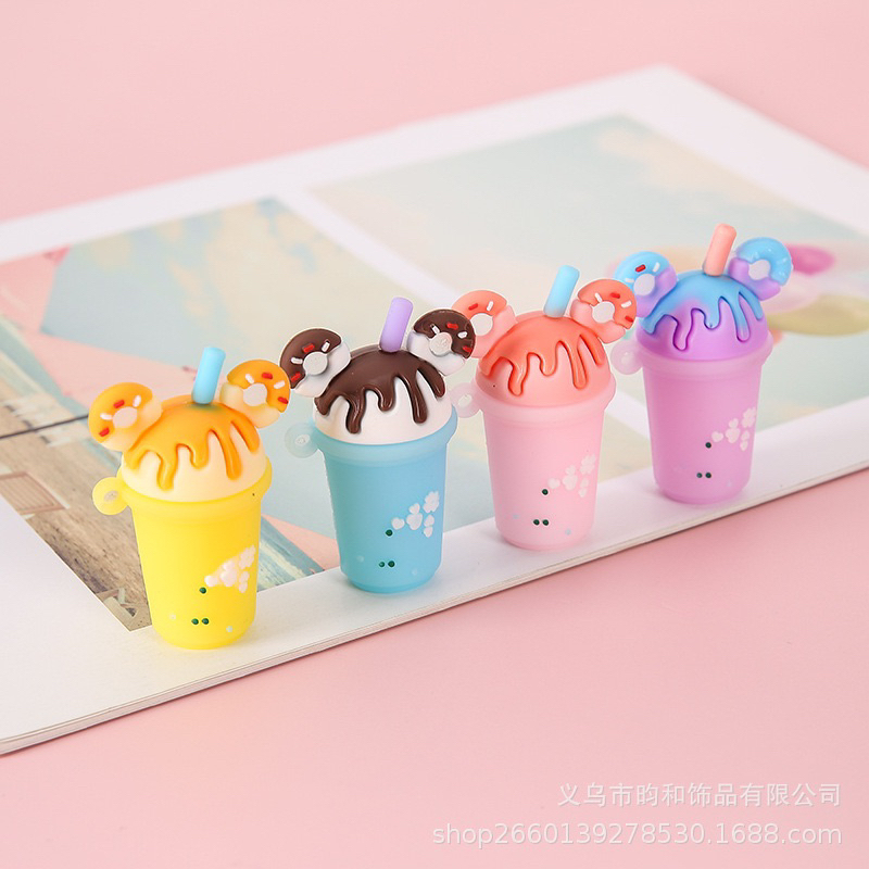 Móc Khoá Hình Ly Trà Sữa Trân Châu Kèm Ống Hút