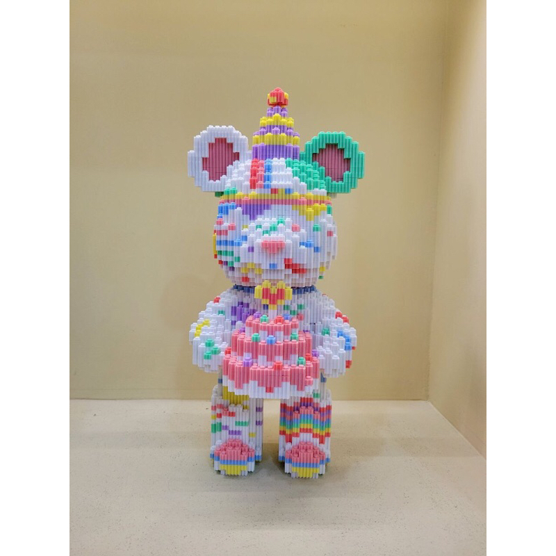 lego bearbrick ôm bánh sinh nhật 35cm mpin TẶNG BÚA Đồ chơi xếp hình lắp ráp nanoblock nano block cho bé