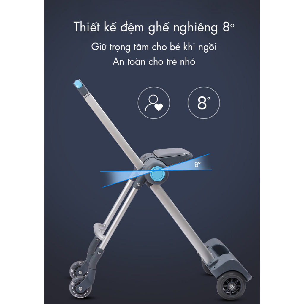 Vali kéo du lịch cho bé kiêm xe đẩy em bé, Xe đẩy trẻ em kết hợp valy kéo, Valy du lịch chịu tải lên tới 60kg