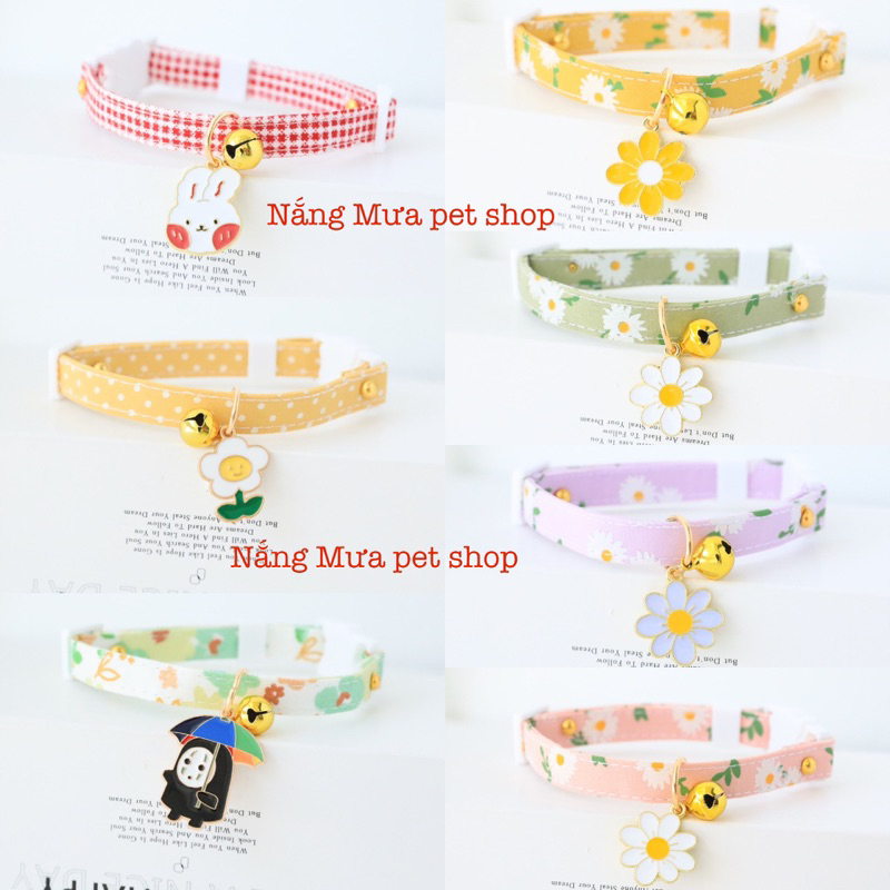 Vòng cổ thú cưng cho chó mèo gắn chuông kèm charm xinh xắn