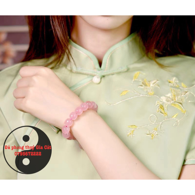 Vòng tay đá thach anh hồng lu hồng sáng siêu đẹp kiểm định