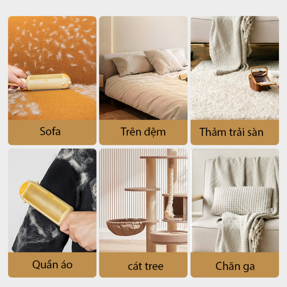 Cây lăn lông chó mèo tĩnh điện đa năng cao cấp meilipet - Bàn chải lưỡi silicon hai chiều hút sạch hiệu quả