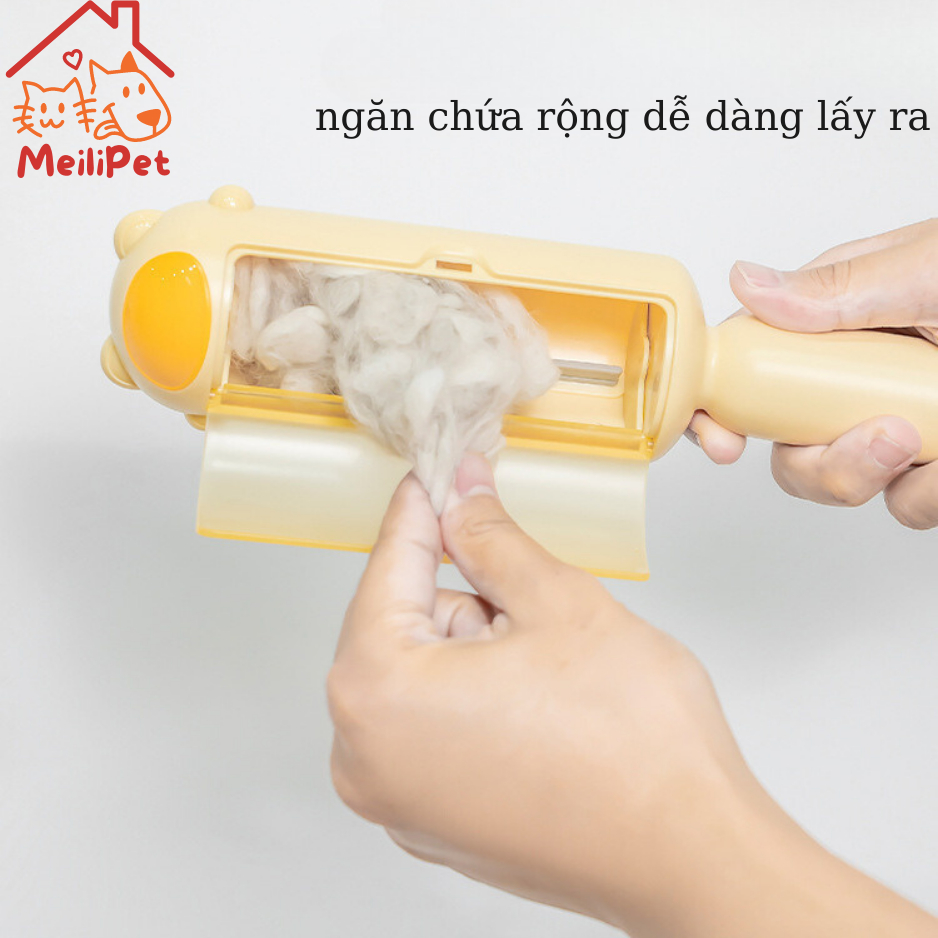 Cây lăn lông chó mèo tĩnh điện đa năng cao cấp meilipet - Bàn chải lưỡi silicon hai chiều hút sạch hiệu quả