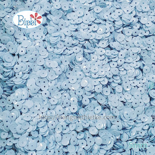 Kim sa sequin cong 5mm màu xanh dương nhạt đính kết váy áo handmade