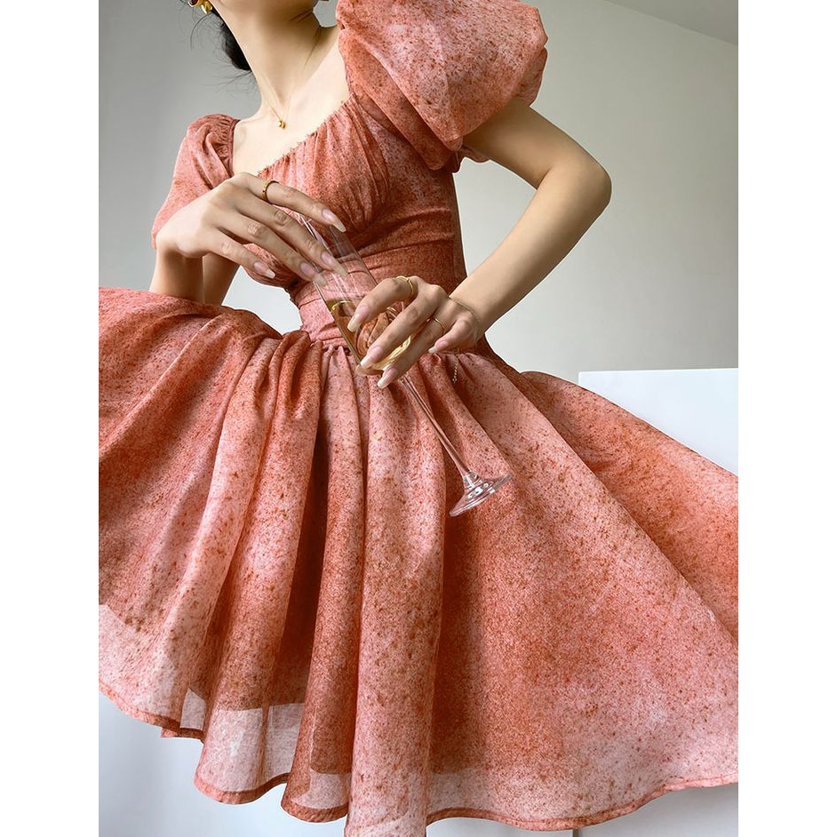 Đầm Thiết Kế Đính Đá Tay Lồng Đèn Vh72