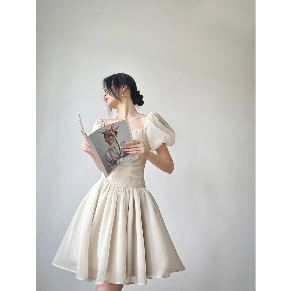 Đầm Thiết Kế Đính Đá Tay Lồng Đèn Vh72