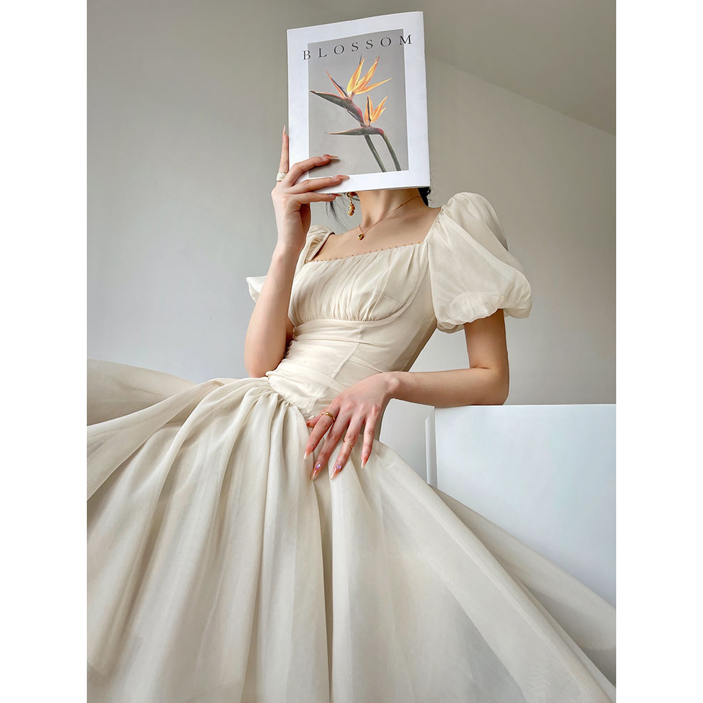 Đầm Thiết Kế Đính Đá Tay Lồng Đèn Vh72