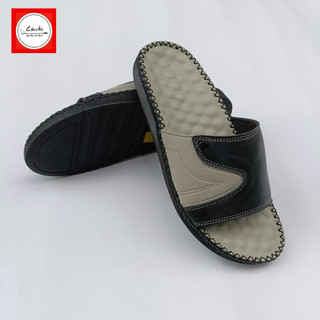 Dép Nam Quai Ngang Da Bò Thời Trang Trẻ  Đế Đúc 3cm may tay thủ công