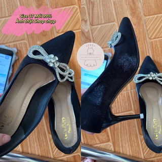 [PASS] Giày Cao Gót Nơ Đính Đá 7cm