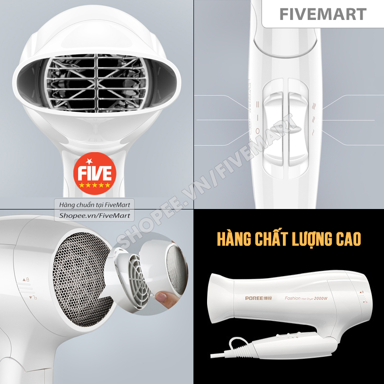 Máy sấy tóc 2 chiều FH6232, PH1626 công suất 2000W, 6 chế độ bảo vệ quá nhiệt chống khô xơ