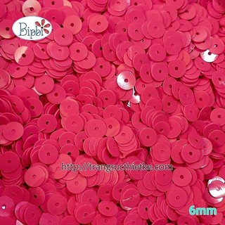 Kim sa 6mm phẳng hồng neon, sequin đính kết handmade, thủ công