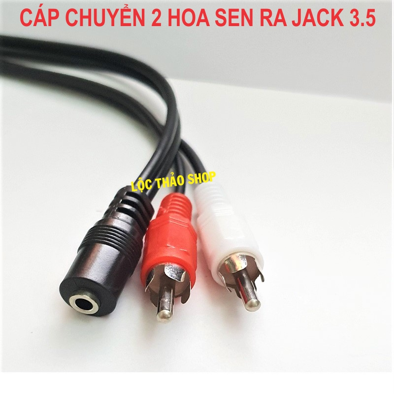 Cáp chuyển 2 đầu Hoa Sen AV ra Jack 3.5 - Cáp chuyển Hoa sen ra 3.5 - Cáp chuyển Jack AV ra Jack 3.5
