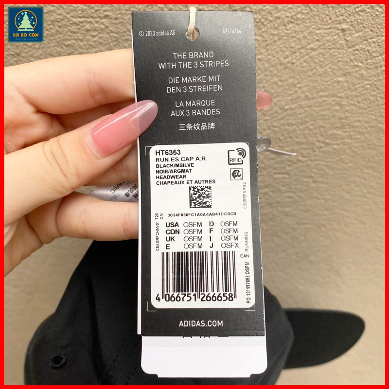 Mũ lươi trai Adidas màu đen chống nước, chuẩn Auth, nam nữ đều dùng được, có bill và mail mua hàng tại web hãng
