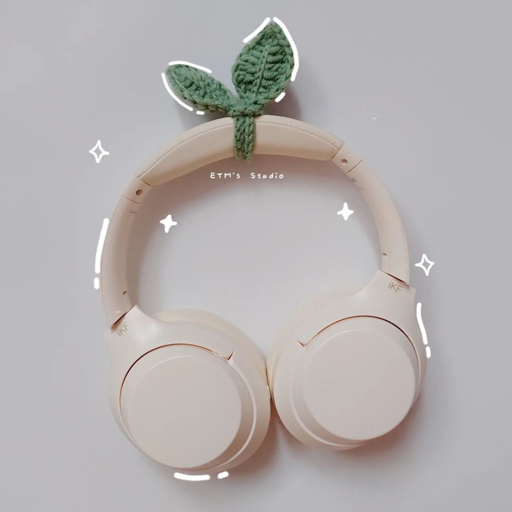 🌱 Mầm lá cây bằng len móc handmade trang trí headphone, bookmark đánh dấu sách hoặc quấn dây tai nghe/cáp sạc dễ thương