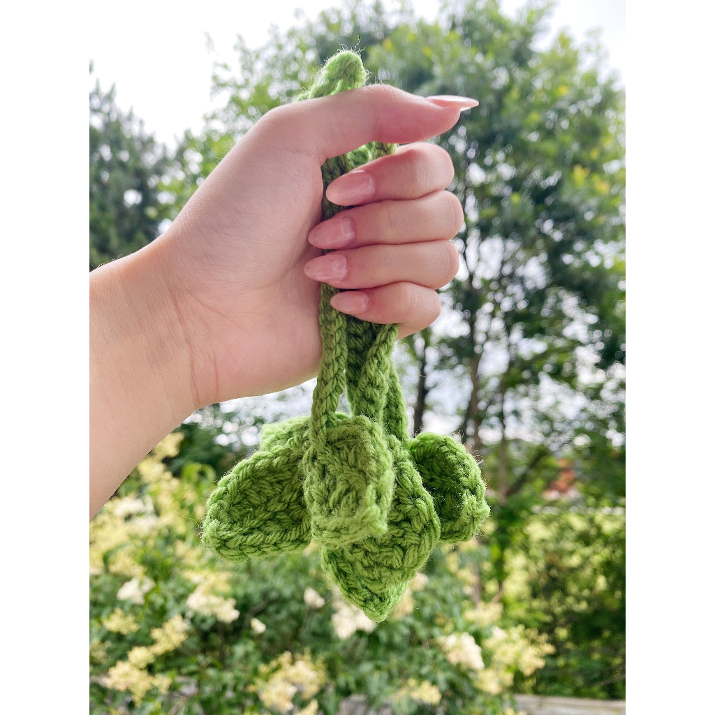 🌱 Mầm lá cây bằng len móc handmade trang trí headphone, bookmark đánh dấu sách hoặc quấn dây tai nghe/cáp sạc dễ thương