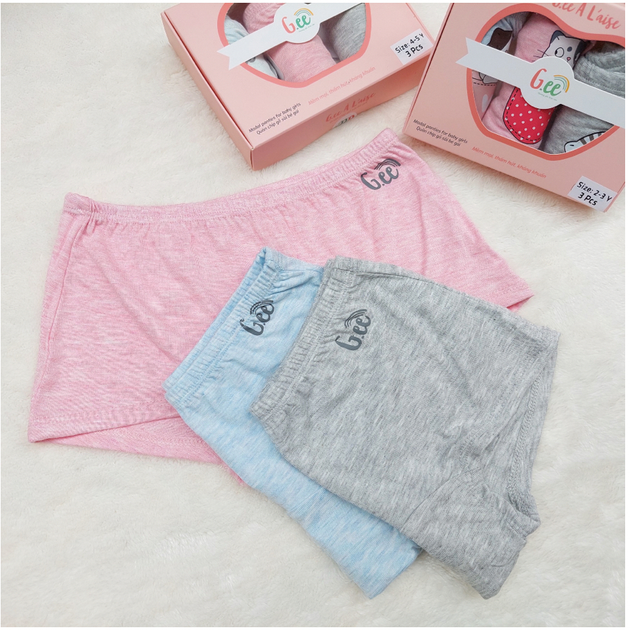 Hộp 3 chiếc quần lót cho bé gái làm bằng sợi sồi, thấm hút, kháng khuẩn, co giãn, thoải mái, an toàn cho da, bền đẹp