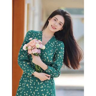 Váy hoa dài tay uniqlo nhật