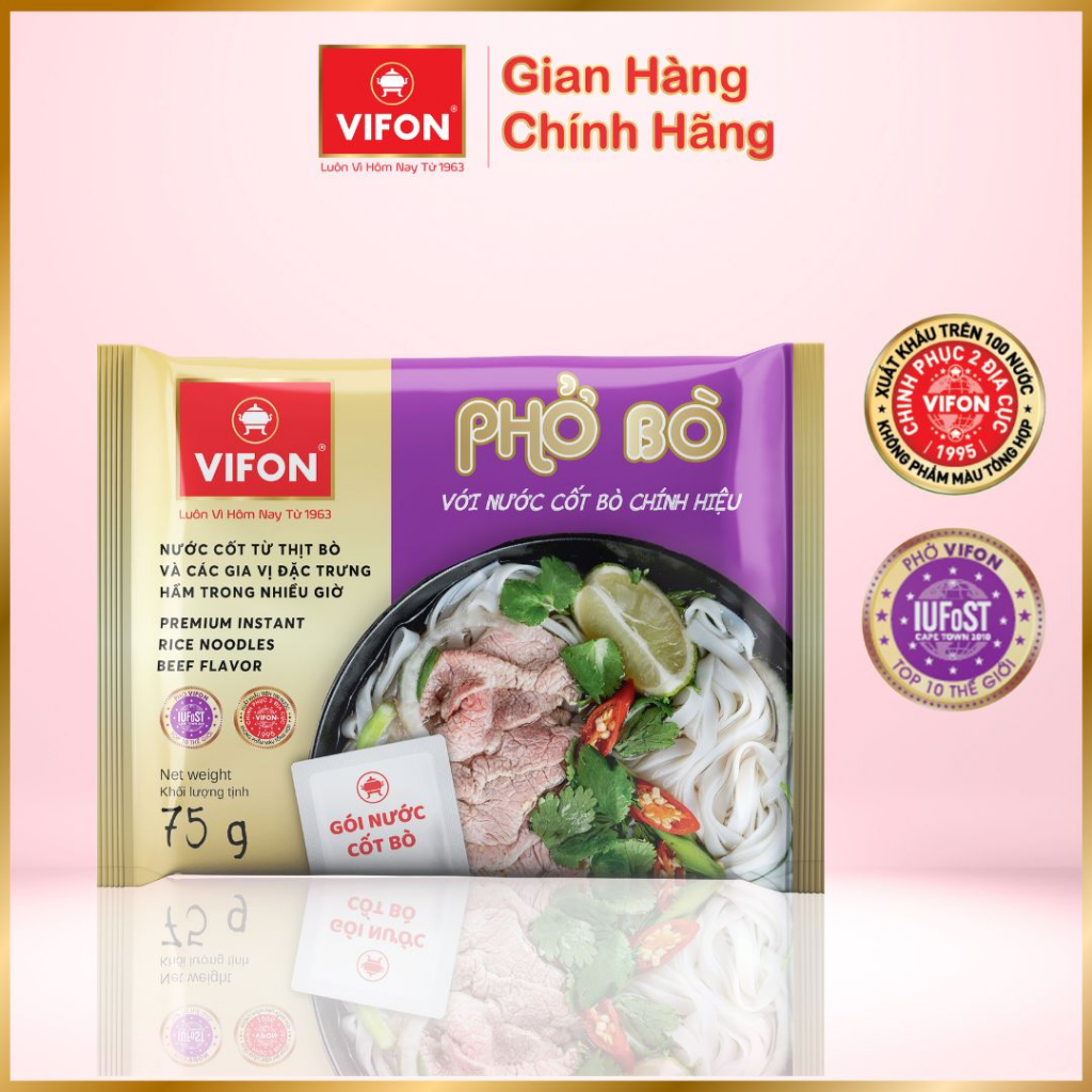 Thùng 24 Phở Bò VIFON Có Gói Nước Cốt Bò 75g/gói