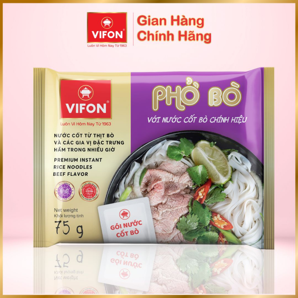 Thùng 24 Phở Bò VIFON Có Gói Nước Cốt Bò 75g/gói