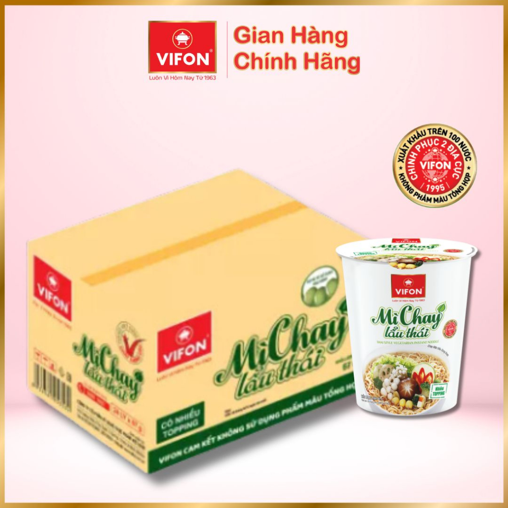 Thùng 24 Ly Mì Chay Lẩu Thái VIFON 67gr/ Ly