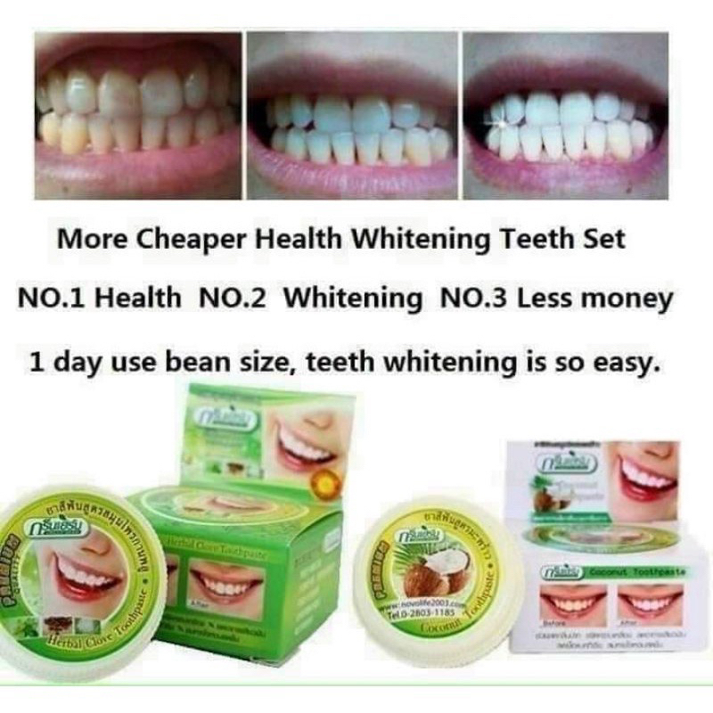 Kem Tẩy Trắng Răng  Loại Bỏ Ố Vàng Green Herbal Novolife Thái Lan