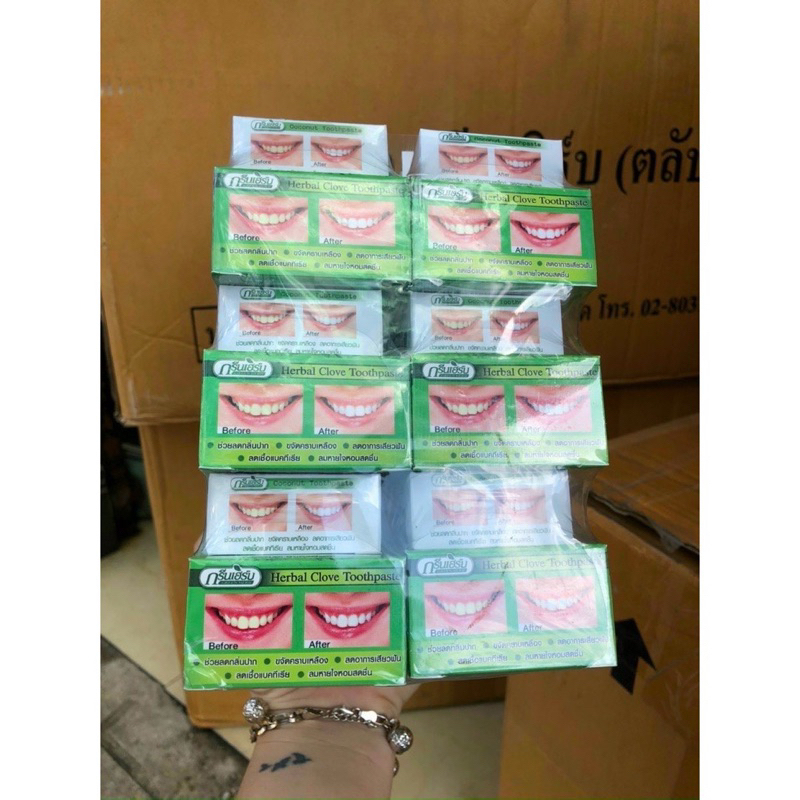 Kem Tẩy Trắng Răng  Loại Bỏ Ố Vàng Green Herbal Novolife Thái Lan