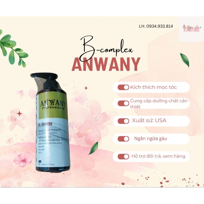 Dầu gội kích thích mọc tóc Anwany Collagen 500ml- tinh dầu bưởi