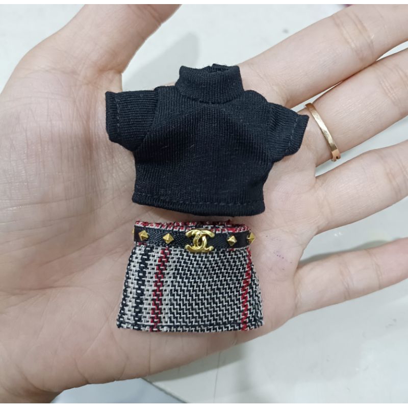 Set áo cổ lọ kèm chân váy cho búp bê size ob11, 1/8bjd, baboliy, bru, babies, xinji, 1/6 blythe, 5inch, animator