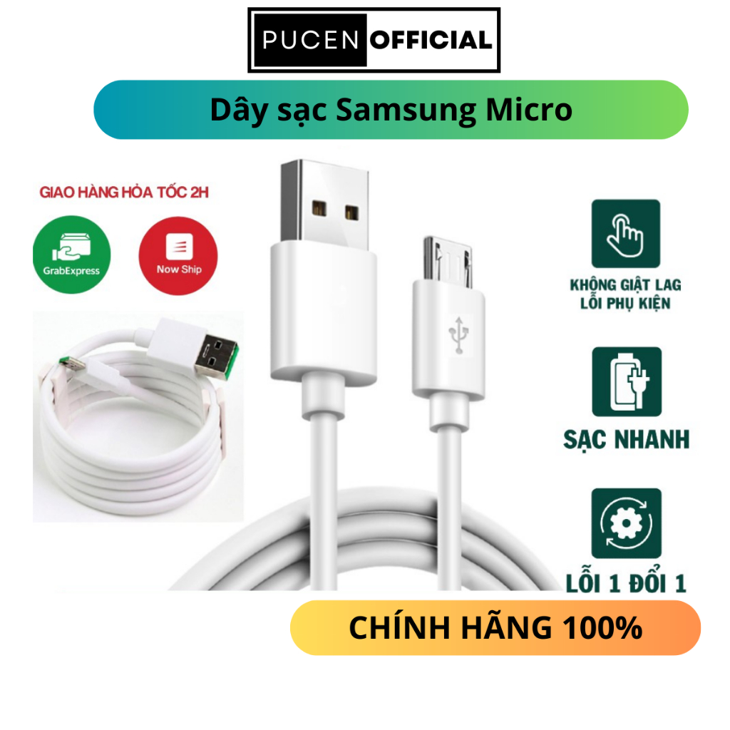 Dây Sạc Samsung Micro USB 2.0 Chính Hãng Bảo Hành 3 Tháng 1 Đổi 1 PUCEN