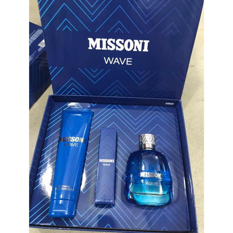 Set nước hoa Missoni Wave Pour Homme EDT 100ml + mini 10ml + kèm gel tắm 150ml