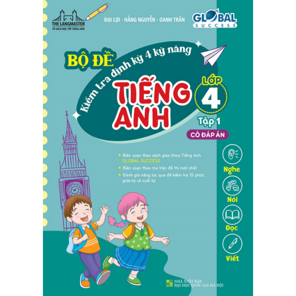 Sách - Bộ Đề Kiểm Tra Định Kỳ 4 Kỹ Năng Tiếng Anh Lớp 4 - Tập 1  - MT
