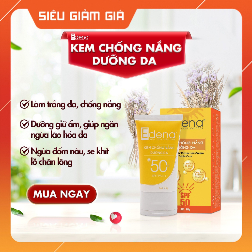 Kem chống nắng dưỡng trắng da Edena 70G