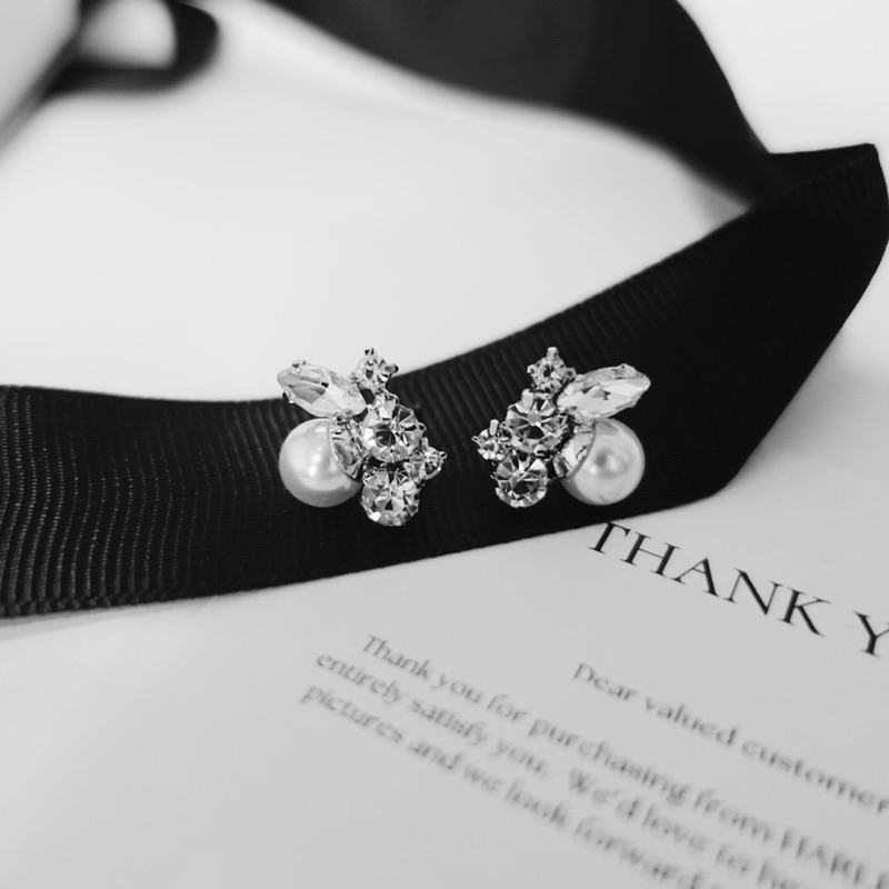 Bông tai, khuyên tai đi tiệc ✨đính đá và hạt✨ màu bạc phong cách Hàn Quốc sang trọng thanh lịch, Harley Jewelry