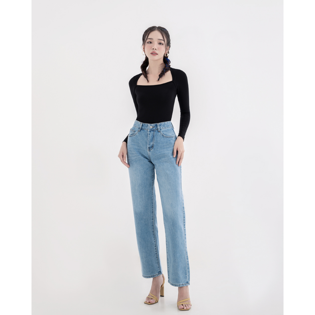 Quần Jean Ống Suông Nữ Lưng Cao Tiqi Jeans B2-1581