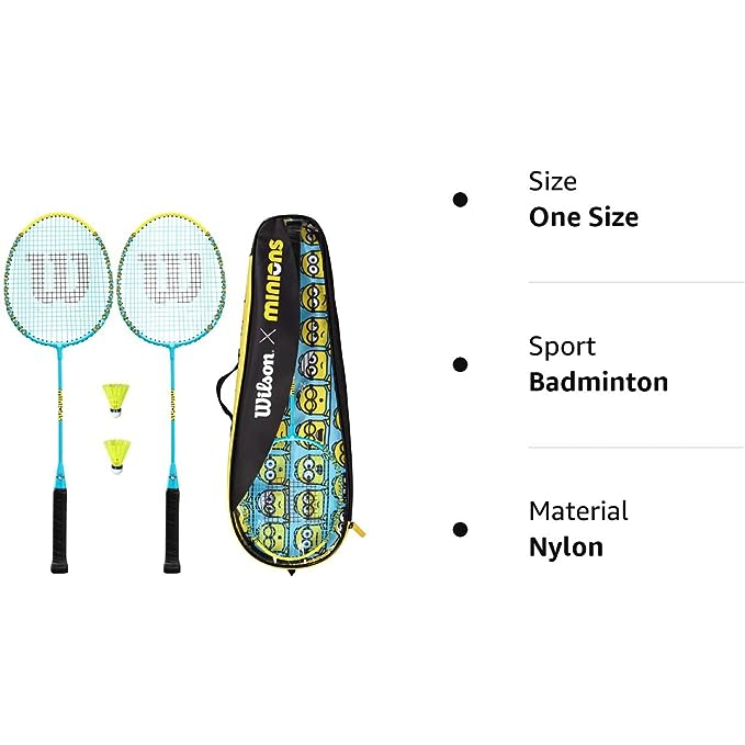 Bộ vợt cầu lông Wilson Unisex - Adult Minions Badminton, Black/Yellow, 2