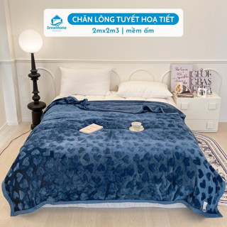 Chăn lông tuyết thu đông in nổi vân gấu, tim size 2mx2m3, nặng 2kg
