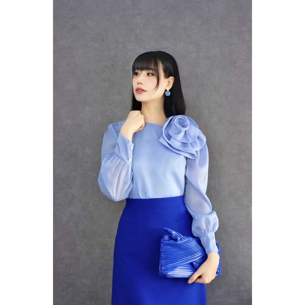 Áo tơ mịn hoa 3D sang trọng - Angel V