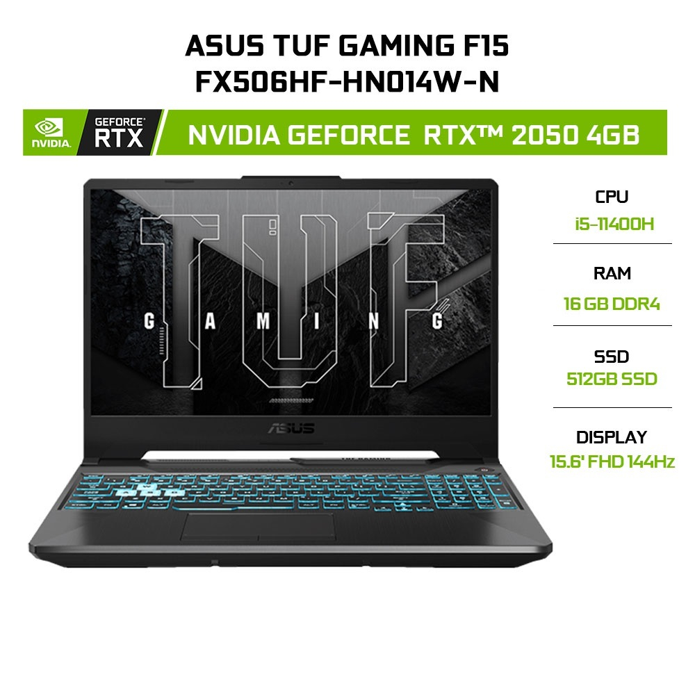 [Mã ELCL258 giảm 10% đơn 10TR] Laptop ASUS TUF Gaming F15 FX506HF-HN014WN i5-11400H| 16GB |512GB| RTX™ 2050 4GB