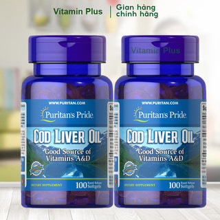 Bộ 2 Viên uống Dầu gan cá tuyết giúp sáng mắt Puritan's Pride Cod Liver Oil 100 viên