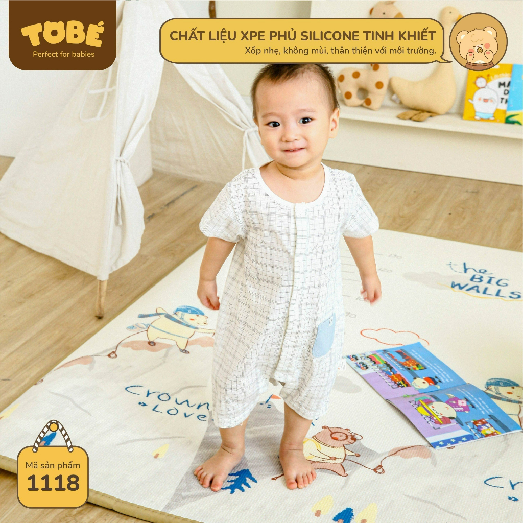 Thảm cuộn silicon chất liệu XPE phủ Silicone tinh khiết không mùi cho bé luankidsbaby