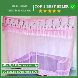 Mùng ngủ màn ngủ thêu hoa chất liệu voan thái cao cấp