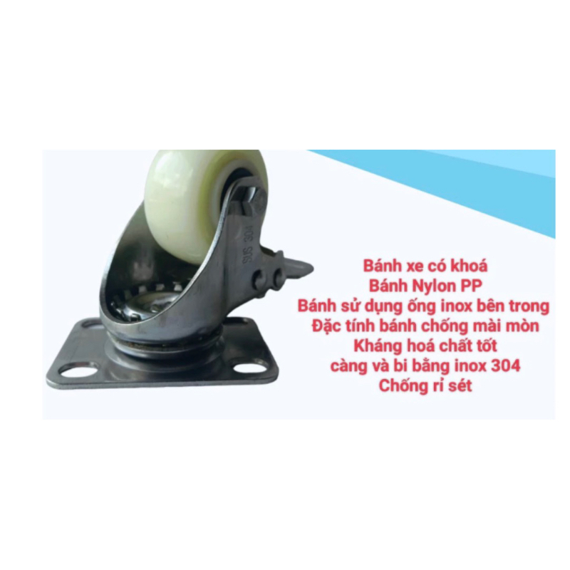 Bánh xe đẩy 5cm inox 304 không gỉ