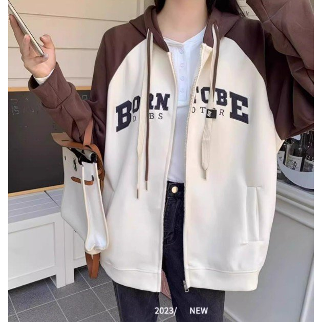 Áo Hoodie nữ zip unisex, khoác bomber nỉ bông Ulzzang , mũ áo trùm đầu 2 lớp, thân 1 lớp, áo có 2 dây