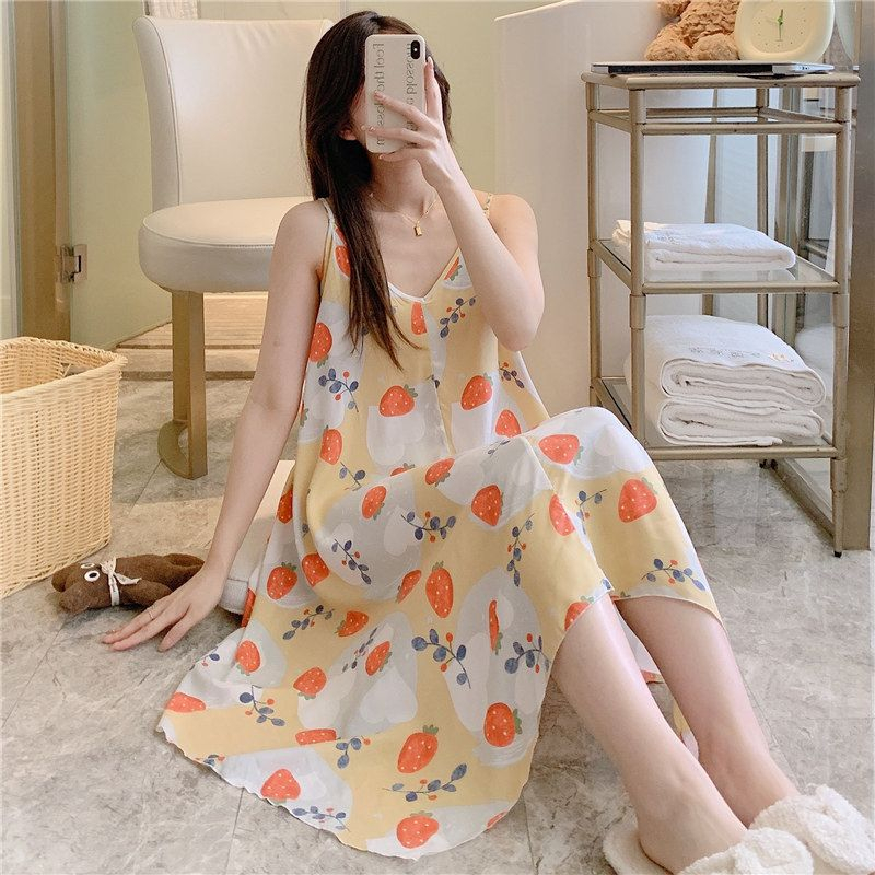 Váy ngủ đầm ngủ 2 dây hàng Quảng Châu mềm mát hoạ tiết trẻ trung thời trang BADAYO HCOM006 | BigBuy360 - bigbuy360.vn